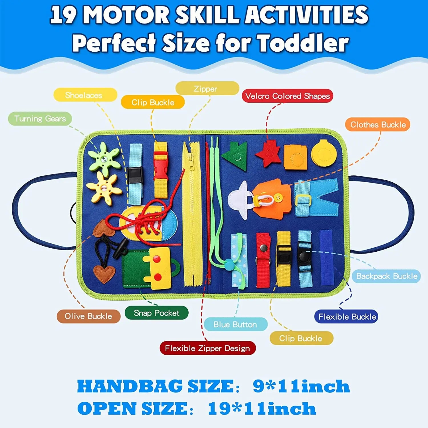 Montessori Toddler Busy Board,Autism Sensory Toys，Educational Activity Motor Skills Baby, Life Skills Learning Toys for Kids